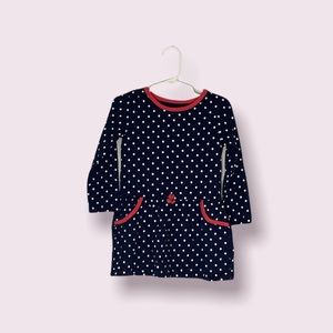 Girls 3t dress- blue with white polkadots & pink trim.